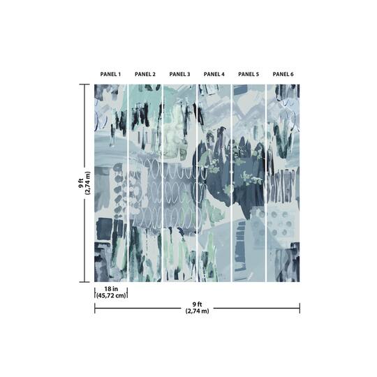 RoomMates Tamara Day Blue Abstraction Peel & Stick Wallpaper Mural